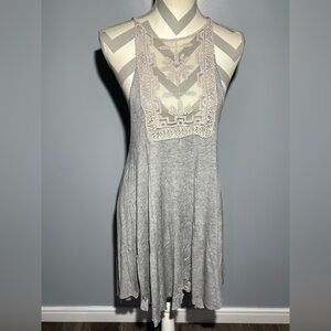 Gray Sleeveless Lace Dress